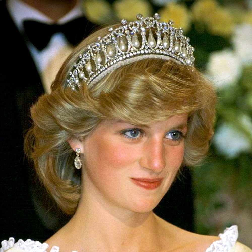 Princess Diana Teardrop Pearl & Crystal Tiara